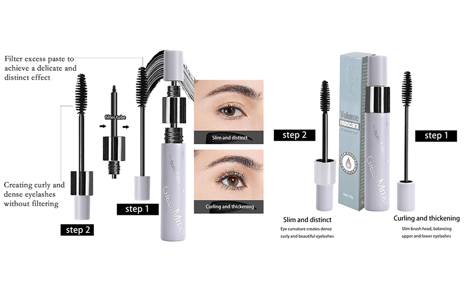 KASTWAVE 2 in 1 Silk Fiber Lash Mascara, Natural Waterproof Smudge-proof, Lengthening and Thickening Effect, Liquid Lash Extensions, No Clumping, Lasting All Day (0.35 oz) 4 2 in 1 Mascara Waterproof & Smudge-Proof