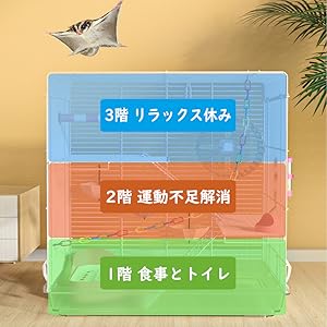 Amazon | IYOIYA モモンガ ケージ 大きい 3階建て フェレット