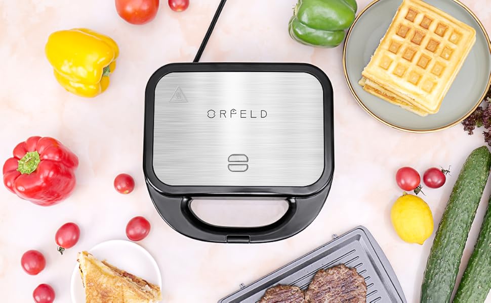 Sandwich Maker, Panini Press Grill, ORFELD Waffle Maker, 3 in 1 Detachable NonStick Coating