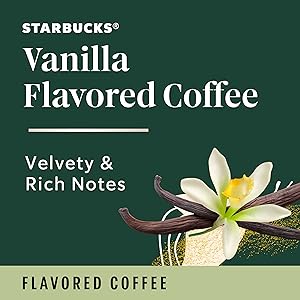 Starbucks Ground Coffee Vanilla Flavored Coffee Naturally Flavored 100% Arabica 6 bags (11 oz each) Vanilla - velvety and rich notes