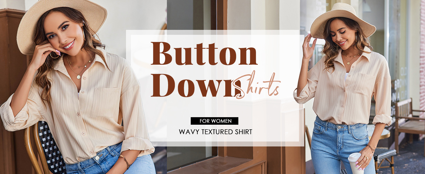 Hotouch Womens Button Down Shirt Long Sleeve 2024