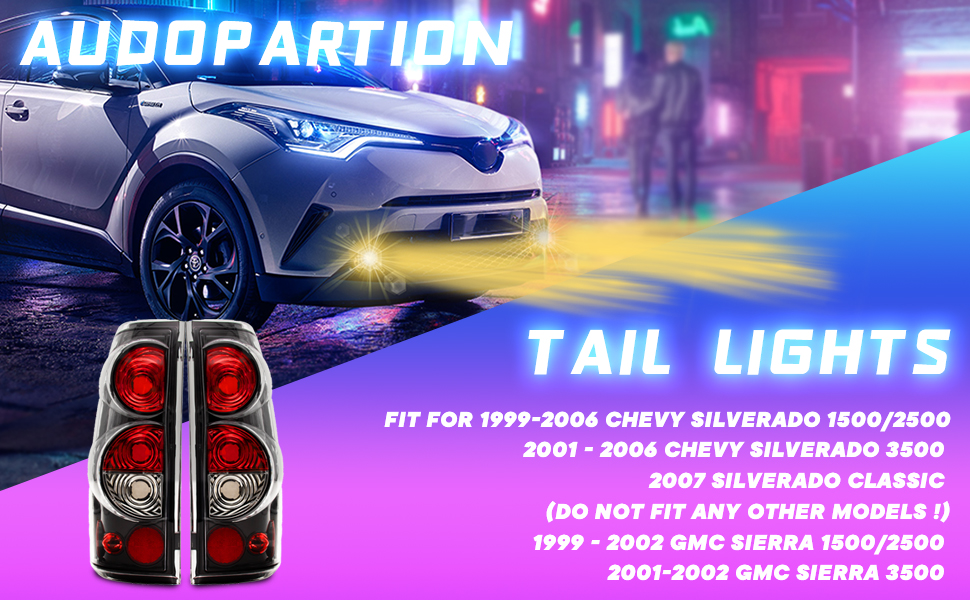 Tail Lights for 99-06 Chevy Silverado 1500/2500/3500, 99-02 GMC Sierra 1500/2500/3500