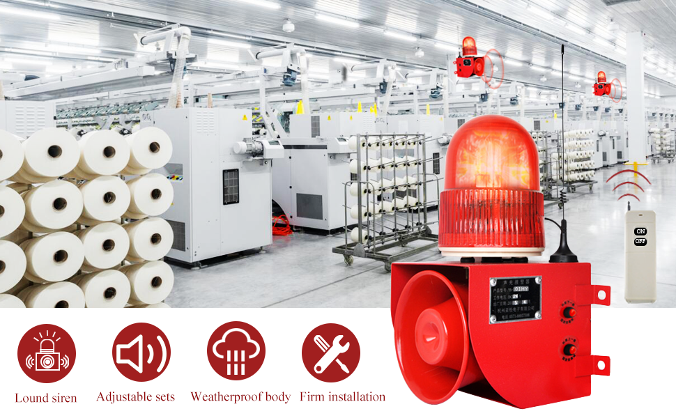 Wireless Remote Control Alarm Siren Industrial Sound Light Alarm Security Siren Horn