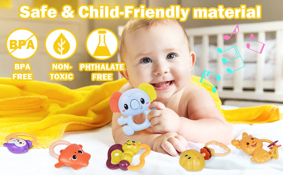 12 Pcs Baby Rattles Toys Set with Box Teether, Shaker