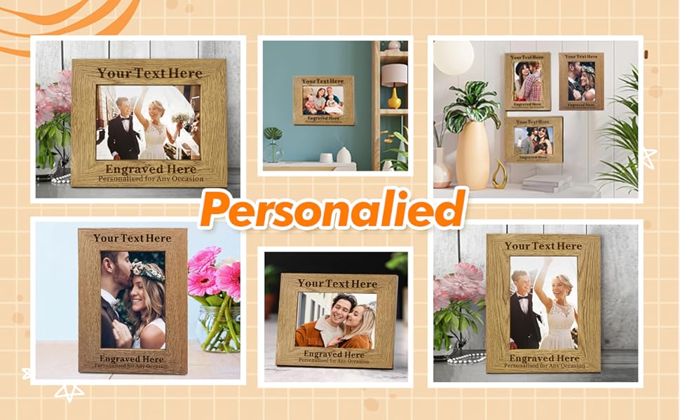 Personalised photo picture frame gifts for women men wood picture photo frame 7x5
