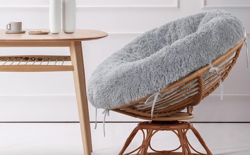 HOMBYS Shaggy Cover for Papasan Cushion, Fluffy Plush Faux Fur Zippered Slipcover