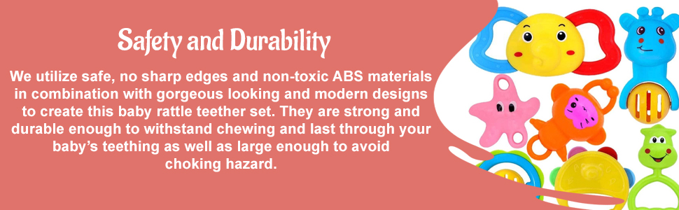 Royal Hub Rattles and Teether for Babies, Pack of 7 Pcs - Colourful Lovely Attractive SPN-MX9E8