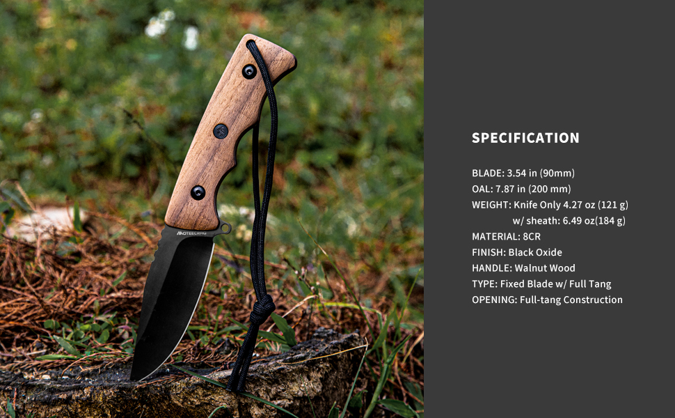 MOTEECRAG Compact Fixed Blade Knife Full Tang Short Knife