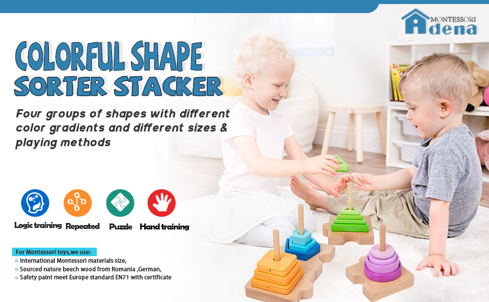 Adena Montessori 4in1 Shape Color Sorting Toy for
