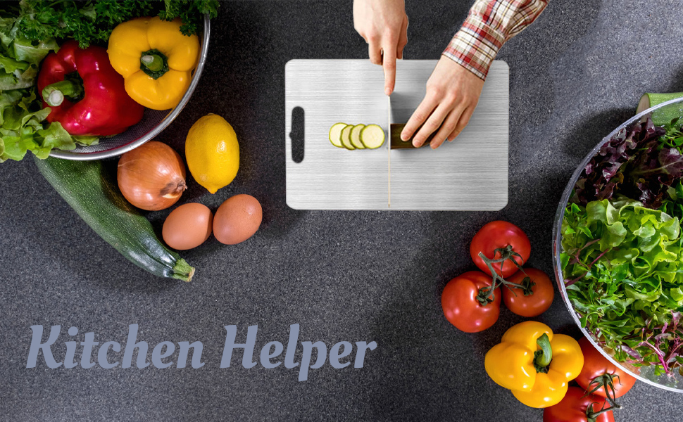 EZBNG Titanium Cutting Board, Stainless Non Stick Chopping Board, Countertop Non