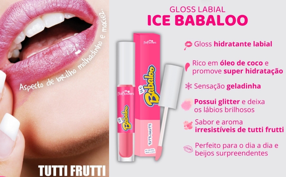 Gloss Hidratante Labial Brilho Glitter Tutti Frutti Tuti Fruti Babaloo Bubaloo Babalu