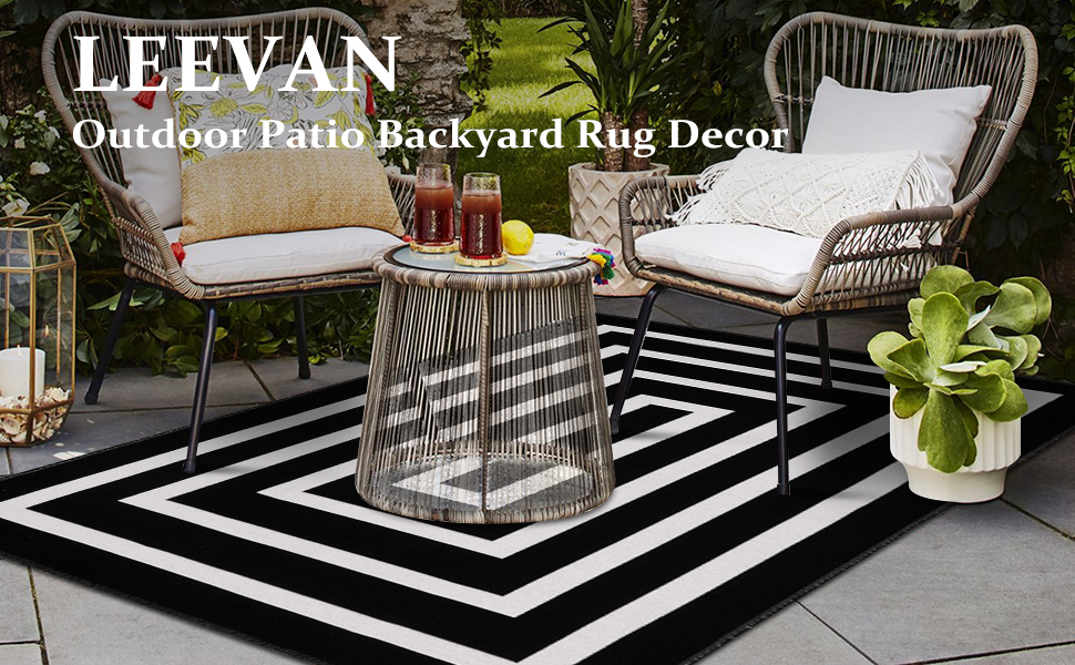 Black and White Striped Area Rug
