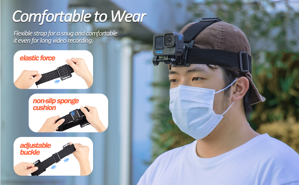 Chest Mount With Head Strap Wrist Strap for Go Pro Hero 13, 12,11,10,9,8,7,6,5,4,3+ Fusion
