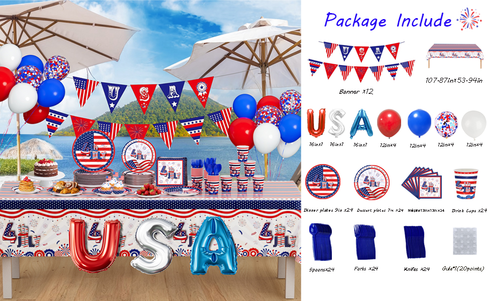 4th of July Party Supplies Patriotic Party Supplies 190