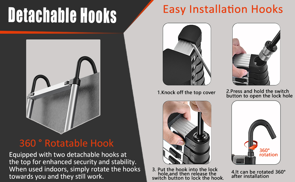 telescoping ladder with hooks