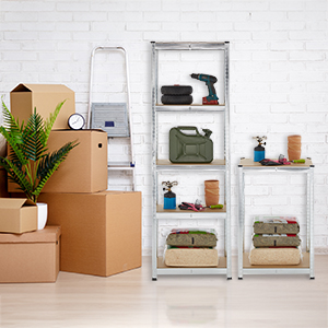 Relaxdays Schwerlastregal 2er Set, 500 kg, Stahl, zum Stecken in Keller und Garage, Silber, 180 x 60 x 45 cm, Faserplatt 3dedfece 853d 4f16 Ae52 1e302a7fa09c. CR0,0,300,300 PT0 SX300 V1