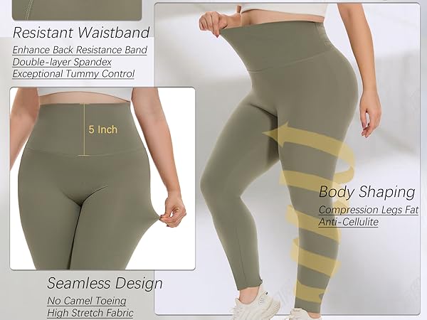 JGS1996 Plus Size Compression Leggings for Women Tummy
