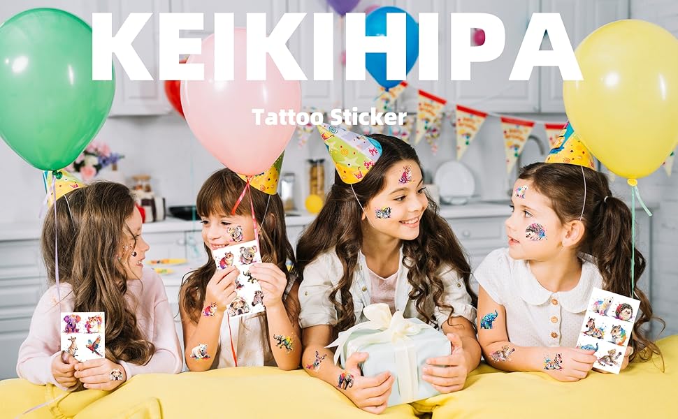 Keikihipa 216 PCS Watercolor Animals Temporary Tattoo Set (36 Sheets)  kids toy gift party favors 