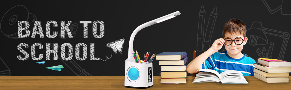 led desk lamp study lamp desk light table light clock usb charger pen holder home office bedroom