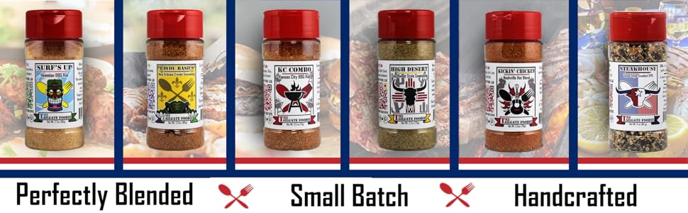 individual seasoning pictures with food pictures behind