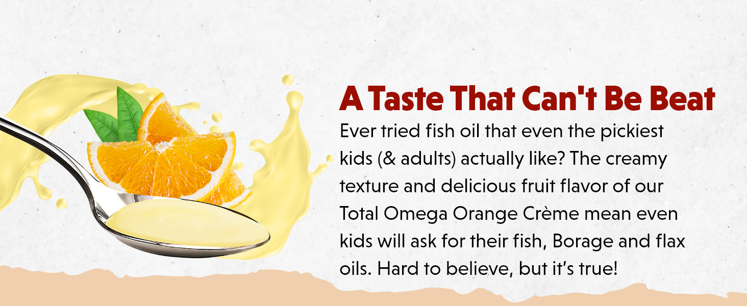 Barlean's Total Omega 3 6 9 Orange Crème Liquid Fish Oil Supplement with Borage and