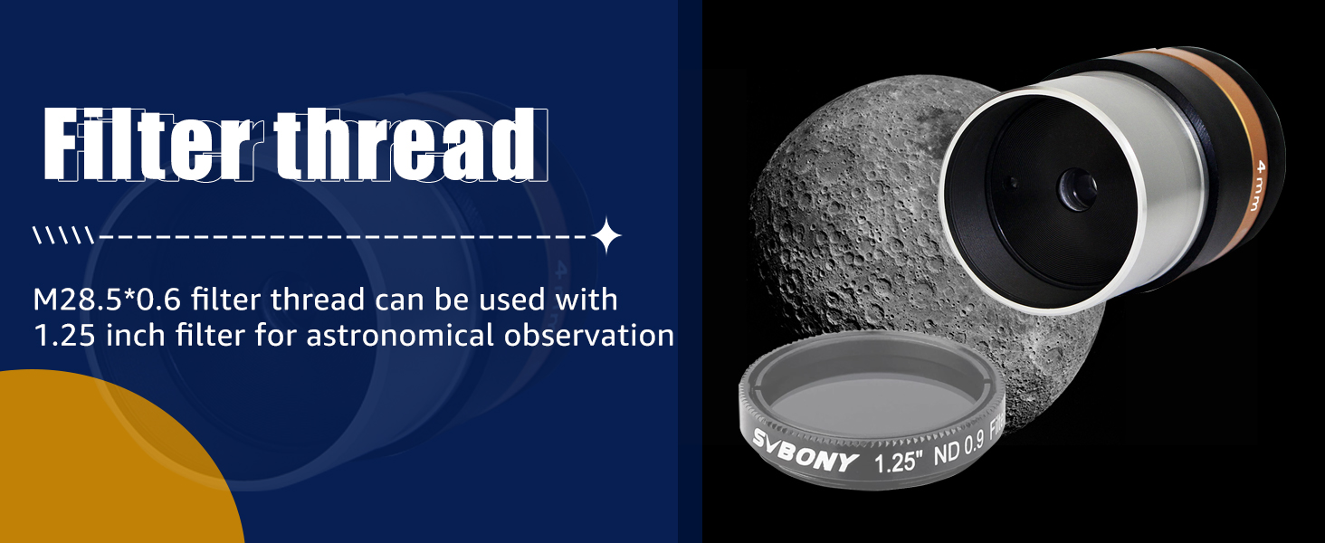 SVBONY Telescope Lens 4mm Telescopes Eyepieces Wide Angle 62 Degree