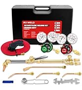 RX WELD Oxy Acetylene Torch Kit with Heating Nozzle-6-MFA-1, 19pcs Gas Cutting Welding Kit, Mediu...