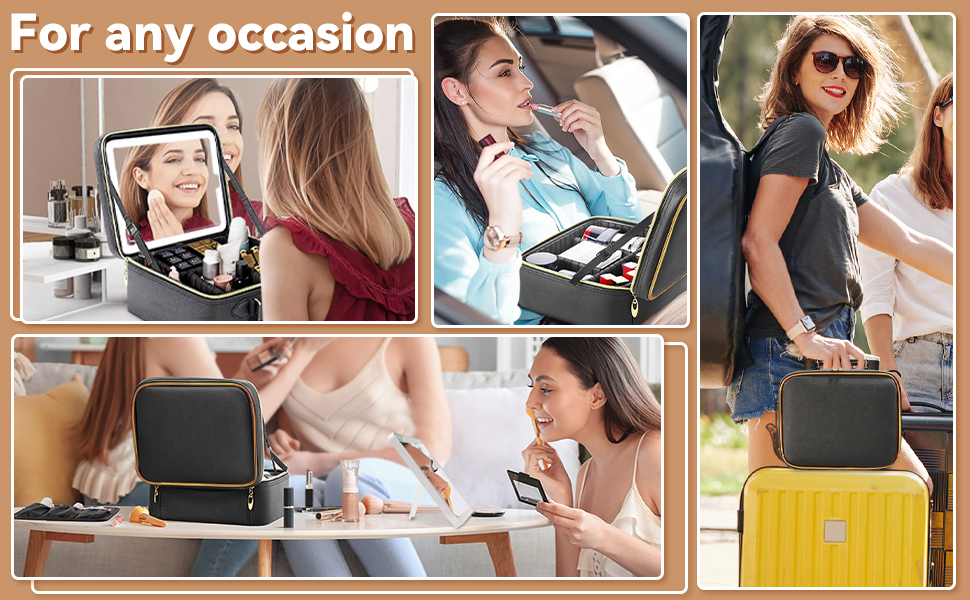 make up bag with led mirror
