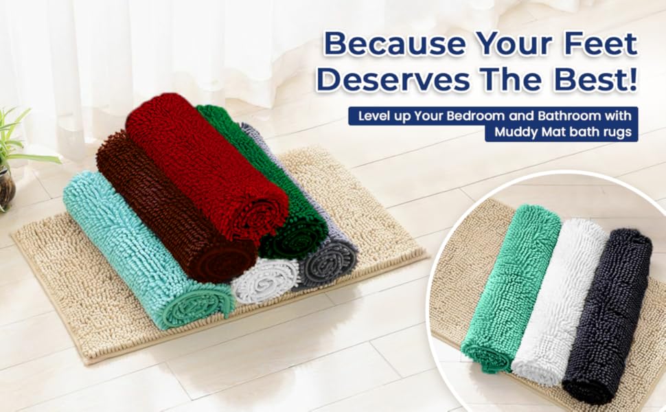 Original Muddy Mat Chenille Bath Rugs, Super Thick, Soft