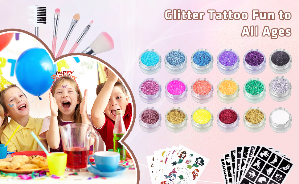 glitter tattoo set kinderen