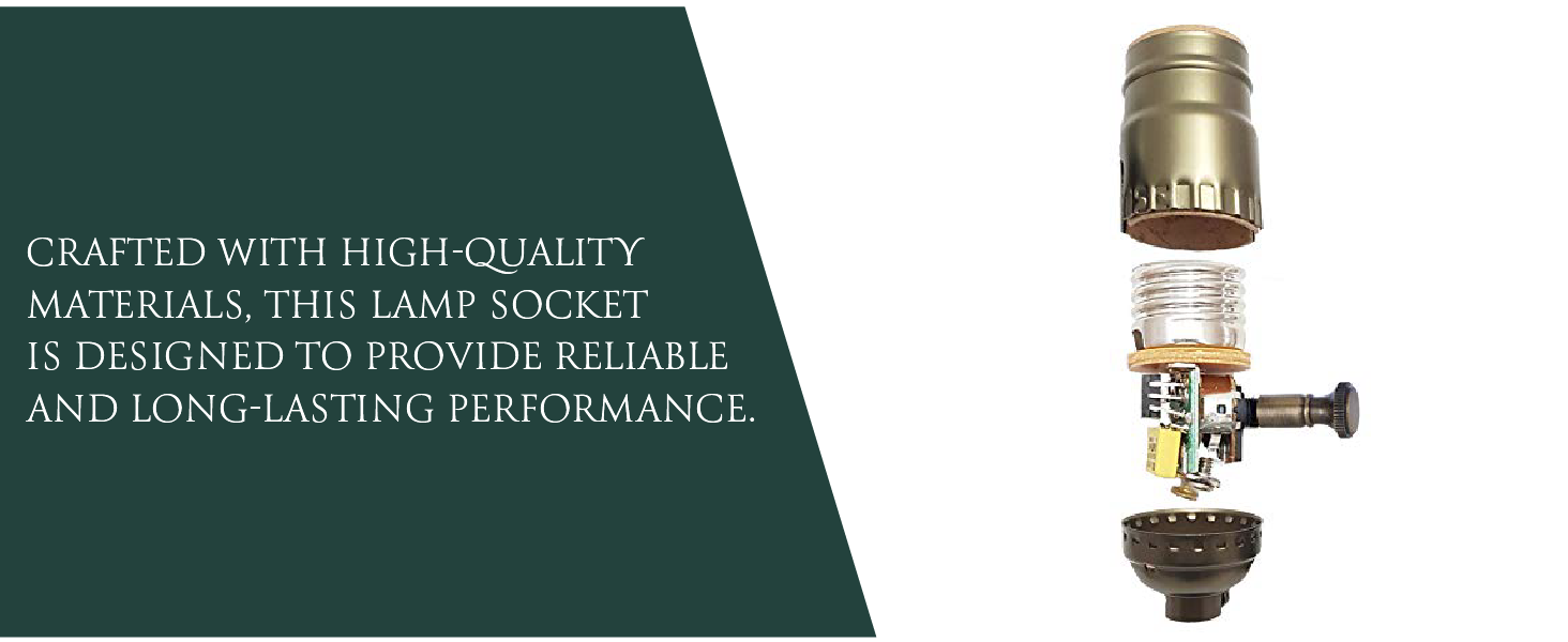 B&P Lamp® Med. Base Full Range DIMMER Socket, Solid Brass Shell with