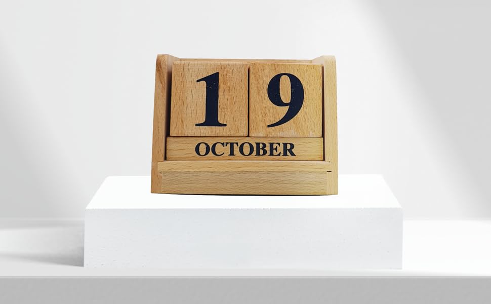 WOODHOUSE Wooden Minimal Block Office Desk Calendar 100 Years Calendar