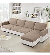 Ruaozz Couch Cushion Covers for Sectional Sofa Stretch Seat Cushion Covers Washable Sofa Slipcove...