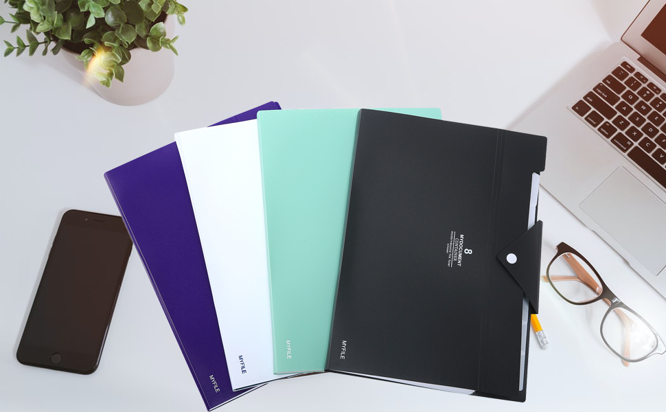 KONVINIT A4 File Folder 8 Pockets,Desk Storage Expanding File Organiser