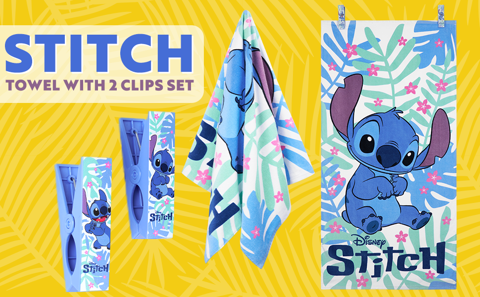 Disney Stitch Beach Towel for Kids Cotton Bath Towels