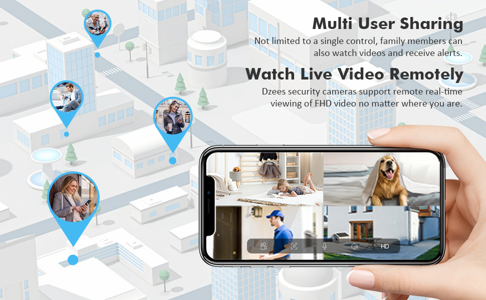 Dzees Security Cameras Wireless Outdoor,2K Solar Powered Outdoor