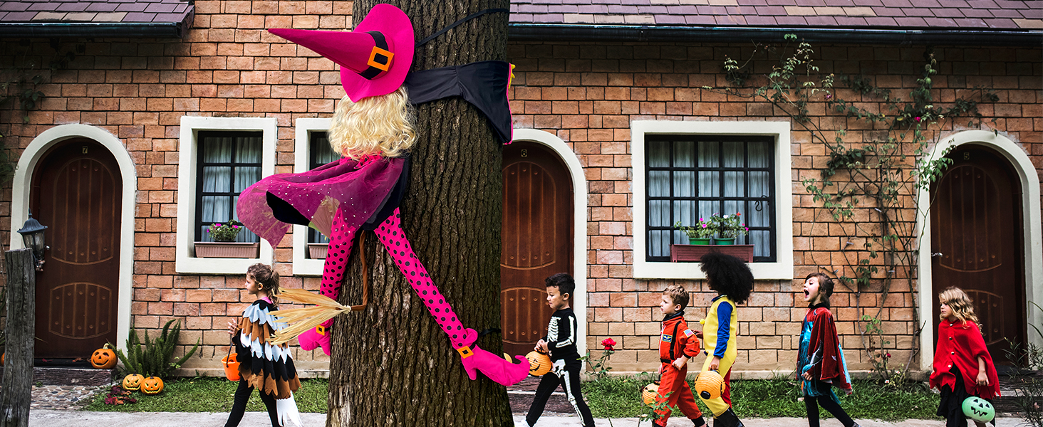 Halloween Decoration Outdoor53 H Halloween Decor Pink Crashing Witch