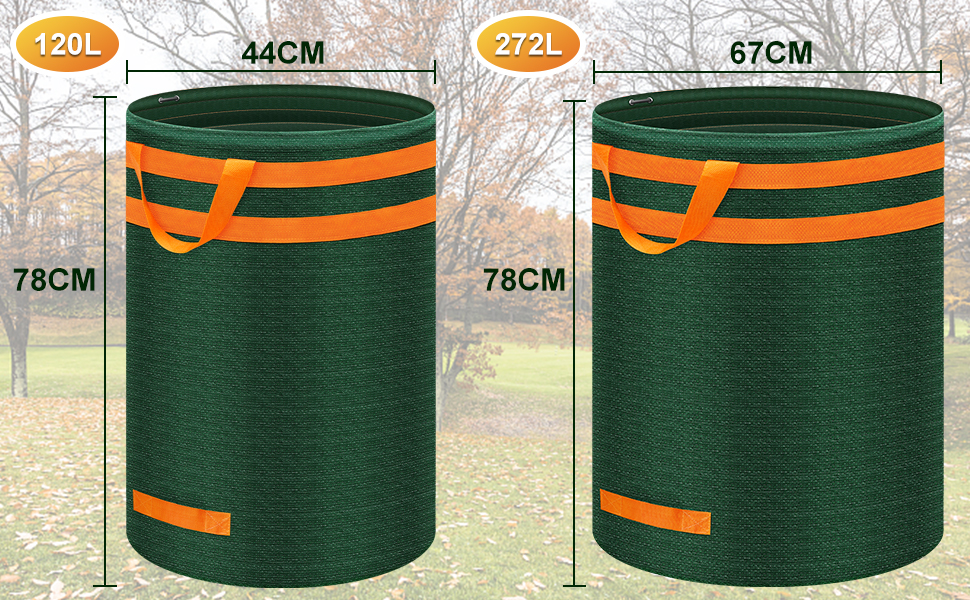 Eurhomewit Garden Waste Bags 272L, 3Pcs Garden Refuse Bags Heavy Duty