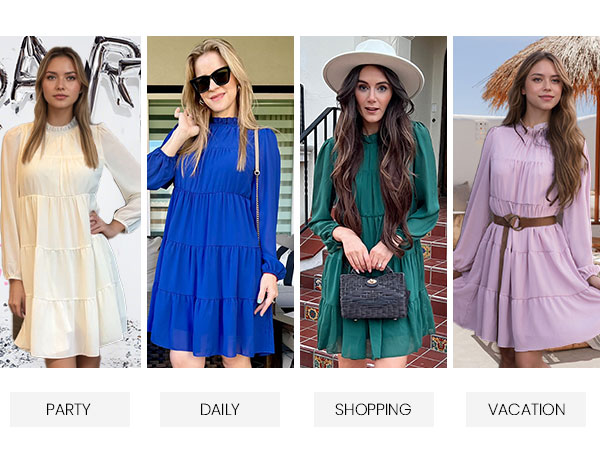 KIRUNDO Long Sleeve Baby Doll Dresses Women 2025 Casual Fall