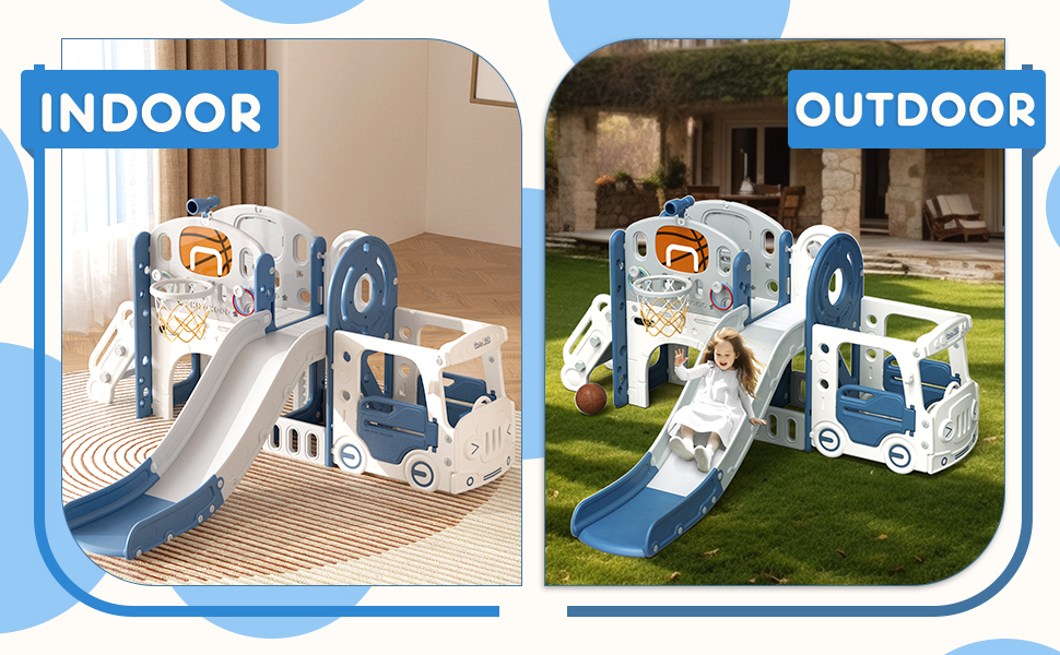 Glaf 8 in 1 Toddler Slide Outdoor Playset Indoor Playground Kids Slide Freestanding