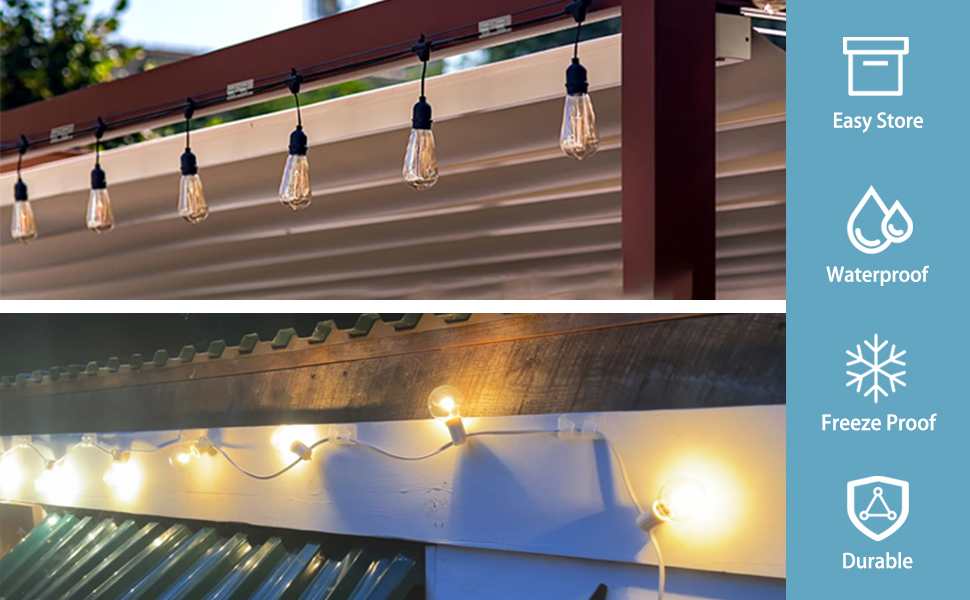 Hooks for Outdoor String Lights, 40 Pack Outdoor Light