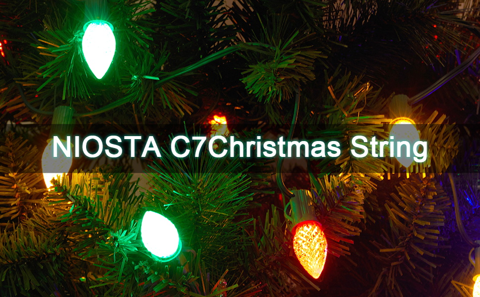 NIOSTA C7 Christmas String Lights, 25 Ft Cold White Connectable LED