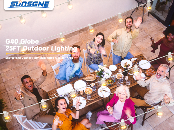 Amazon.com: SUNSGNE 25FT Globe String Lights, G40 Outdoor
