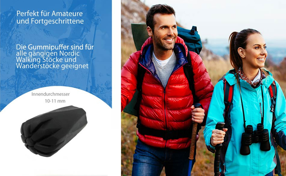 Paar wandert mit Nordic Walking Stöcken