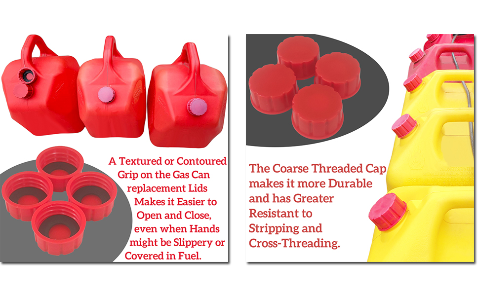 Universal Gas Can Caps 4 Pack For 1/2/3/5 Gallon and all