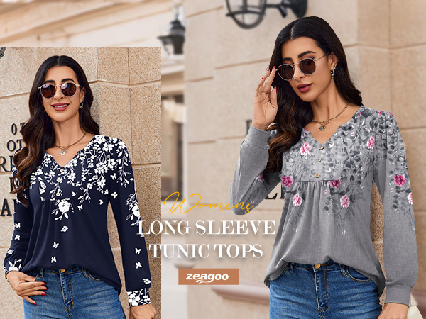 トップス BROCHURE GENERALLY SHIRTS Zeagoo Womens Blouses White Long Sleeve Floral Button Down