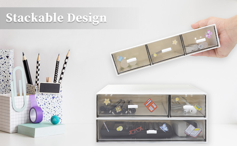 Desk Organizer, 3 Tier Stackable Desk Organizer with