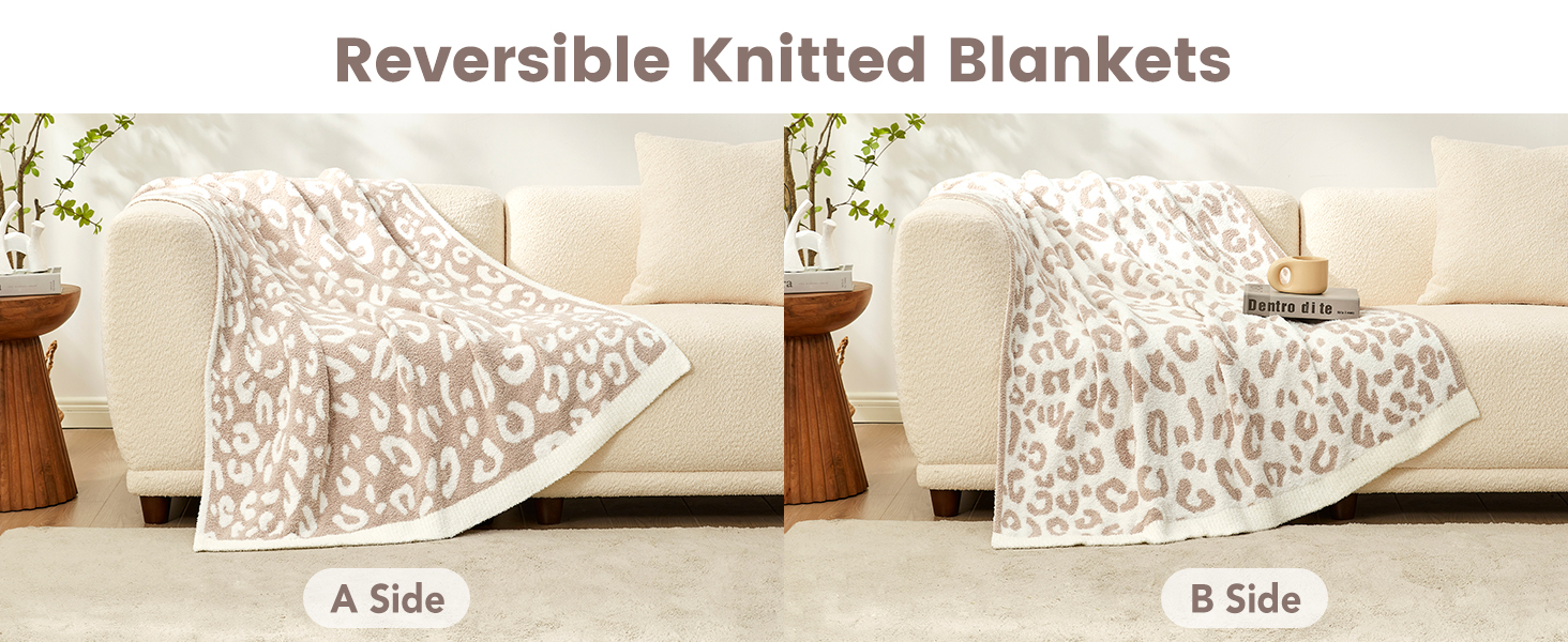 Beige Leopard throw blanket