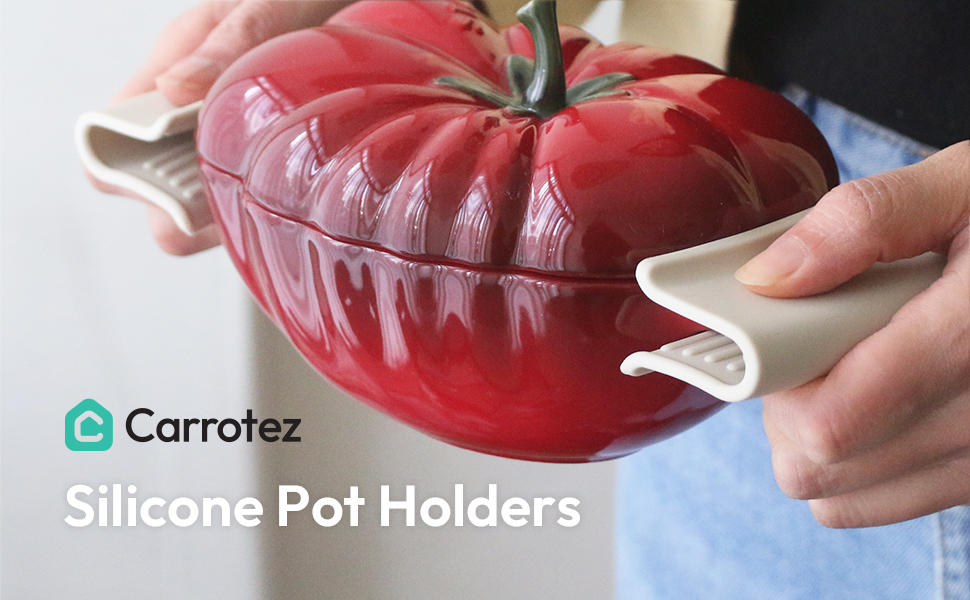 Carrotez Silicone Pot Holders, Heat Resistant Pot Handle