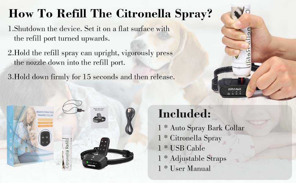 Citronella Spray Dog Collar with Remote Control With Citronella Spray